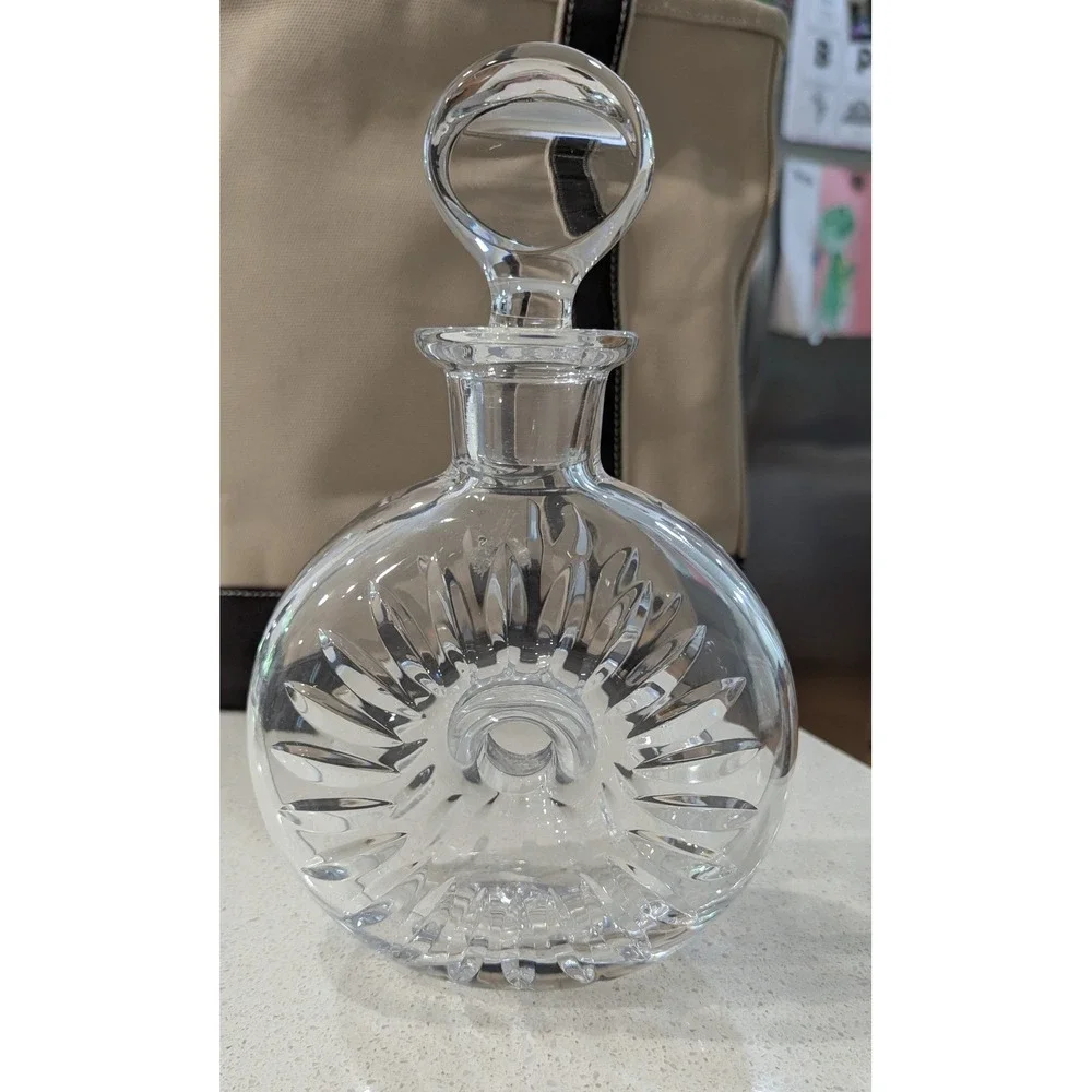 Atlantis Decanter Clear Crystal Sunburst Donut Shape with Stopper